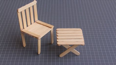 Dollhouse Furniture Diy Miniature Table And Chair Popsicle Stick Craft Youtube