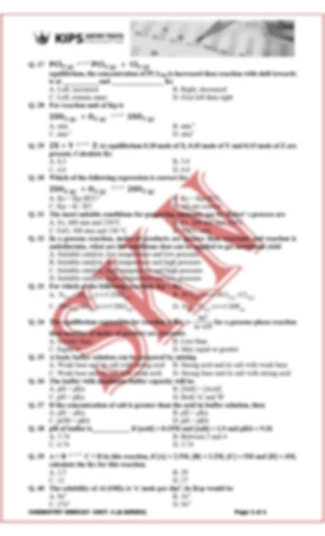 Solution Chemical Equilibrium Reaction Kinetics Mcqs Worksheets With