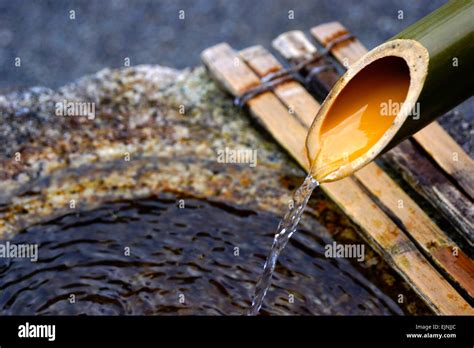 Japanese Temple Water Basin Stock Photo Alamy