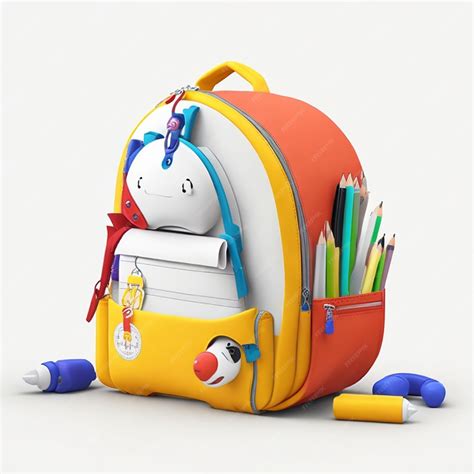 premium ai image kids colorful school bag  white background