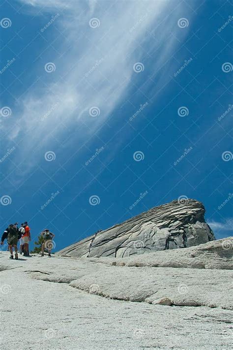 People Walking Up Half Dome Stock Image Image Of Formation Scenic