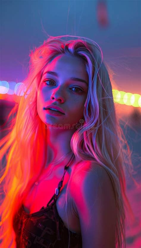 Vibrant Beach Party 18 Year Old Blonde At Summer Techno Festival With