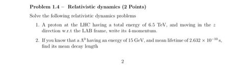 Solved Problem 14 Relativistic Dynamics 2 Points Solve