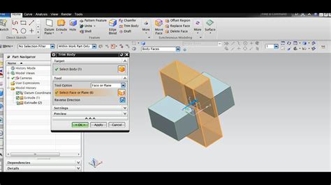 Trim Body And Mirror Feature In Nx Unigraphics Youtube