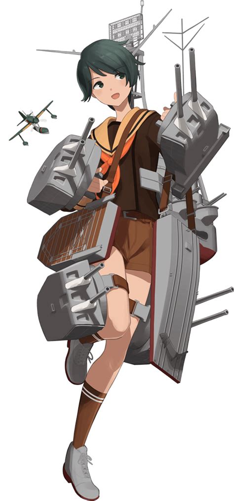 Safebooru 1girl Adapted Turret Aircraft Airplane Black Eyes Black Hair Brown Legwear Brown