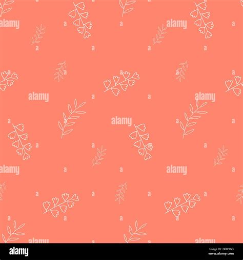 Hand Drawn Cute Seamless Pattern With Leaves Icons Outlined Rustic