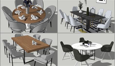 Dining Table and Chair Archives - Sketchup - 3D Model Free Download