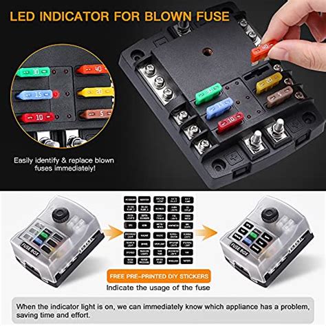 Upgraded 200A 6 Way Fuse Block Blade Fuse Box With 2 Positive Power