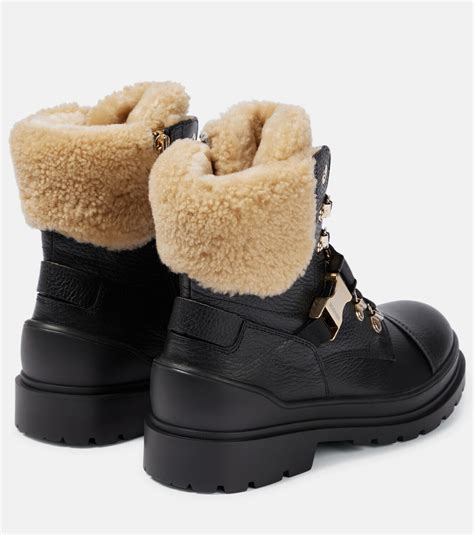 Bogner Shearling Trimmed Leather Ankle Boots Bogner