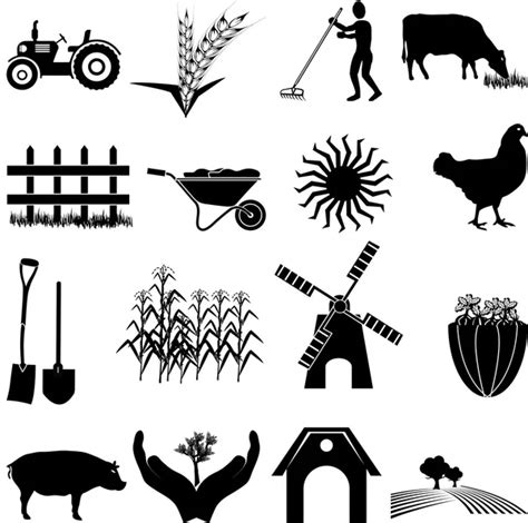 Black Farm And Agriculture Icons Set Stock Vector Image By ©huhulin