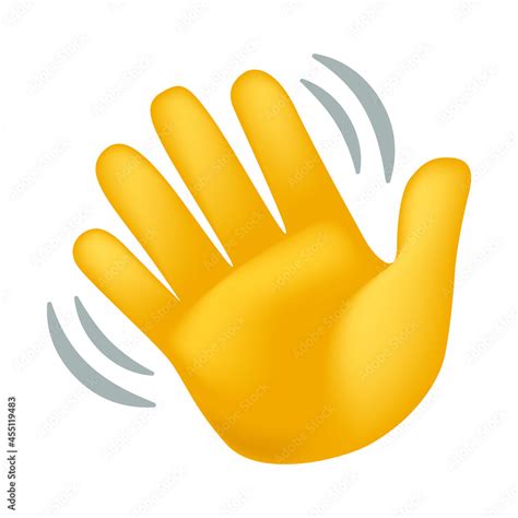 Waving Hand Gesture Emoji Icon Illustration Sign Hello And Goodbye