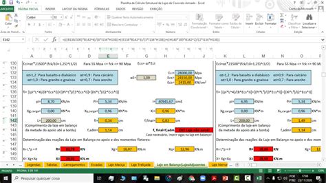 Planilha De C Lculo Estrutural De Escada E Lajes De Concreto Armado