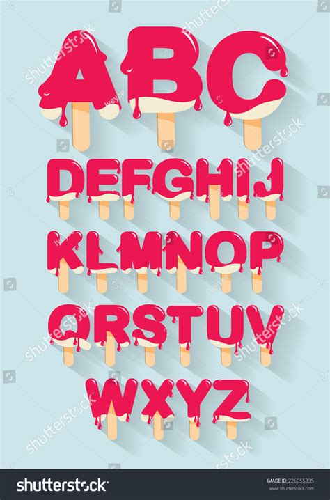 Ice Cream Popsicle Alphabet Typography Typeface Font Vector