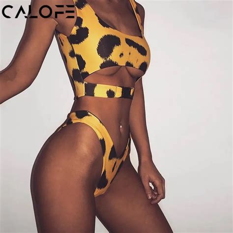 2018 Sexy Women Leopard Swimsuit Strap Push Up Bikinis Set Printed High