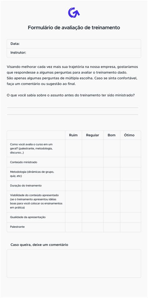 Avaliação de Treinamento 4 métodos Modelo Pronto Gestaum