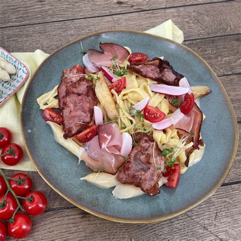 Sp Tzle Mit Spargel Und Schinken In Sahneso E Rezepte Kaffee Oder