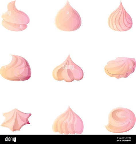 Meringue Icon Set Cartoon Set Of 9 Meringue Vector Icons For Web