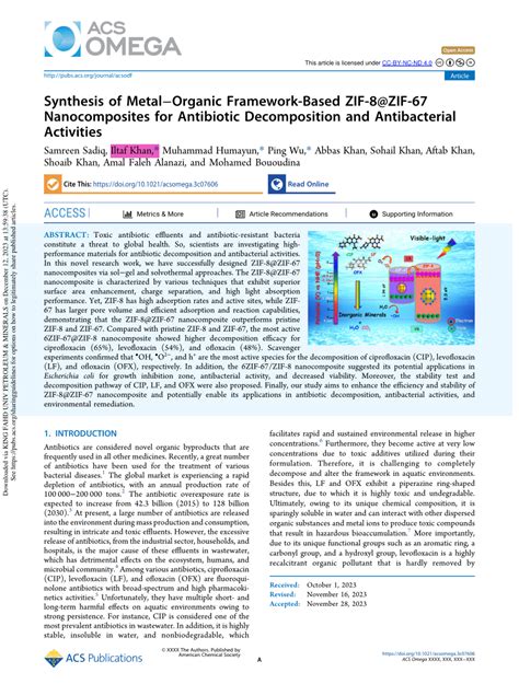 PDF Synthesis Of MetalOrganic Framework Based ZIF 8 ZIF 67