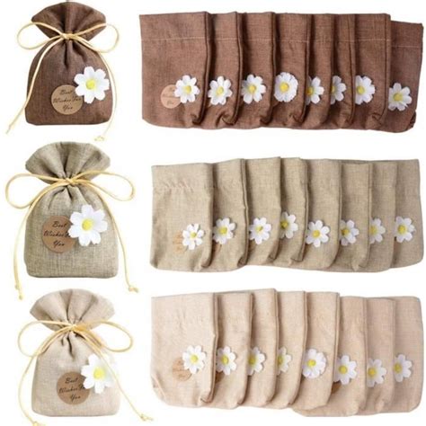 Lot De Pcs Sachet Drag E Comme Jute Pochette Toile Chanvre Sac Poche