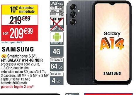 Promo Smartphone 6 6 Samsung Galaxy A14 4g Noir Chez Cora ICatalogue Fr