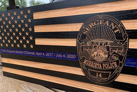 Blue Line Wood Flags Personalized Wood Flags For First Responders