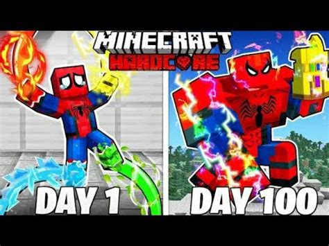 I Survived 100 Days As An ELEMENTAL SPIDERMAN In Minecraft Hardcore