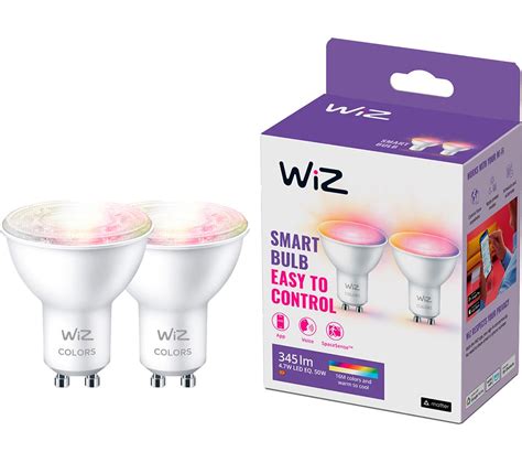 WIZ CONNECTED Full Colour Smart Spotlight Bulb GU10 Twin Pack Fast