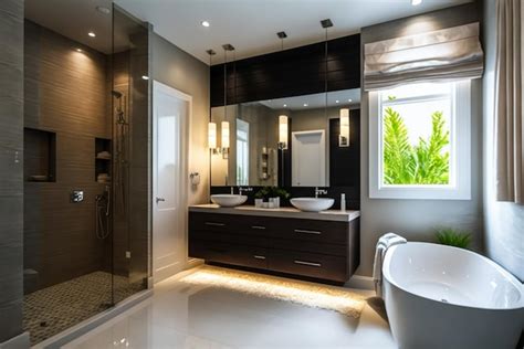 Premium AI Image | Luxury modern bathroom interior design with glass ...