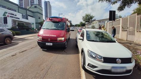 Gestante fica ferida em acidente no centro de Francisco Beltrão PP