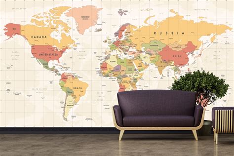 Beige World Map Wallpaper World Map Wallpaper Office Wallpaper Self