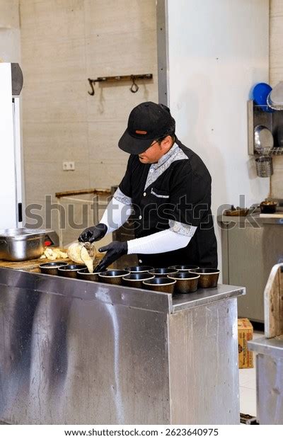 kitchen staff tasks table royalty  images stock