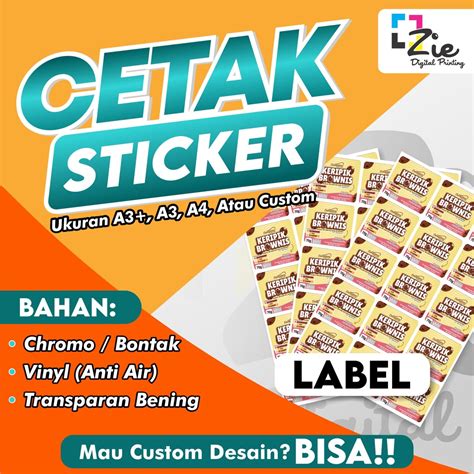 Jual Print Cetak Sticker Label A A Bontak Vinyl Transparan