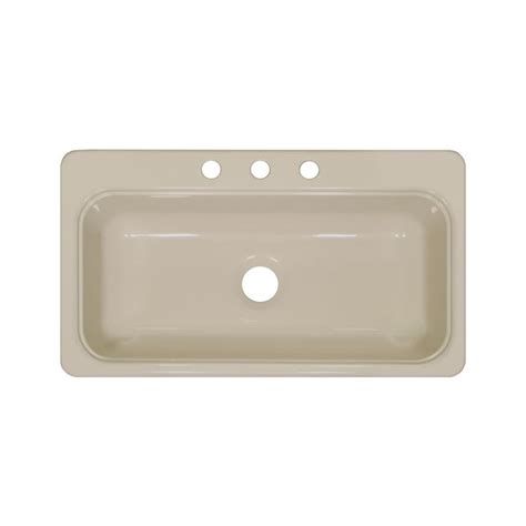 Lyons Style Sb 19 In X 33 In Almond Single Basin Acrylic Drop In 3 Hole