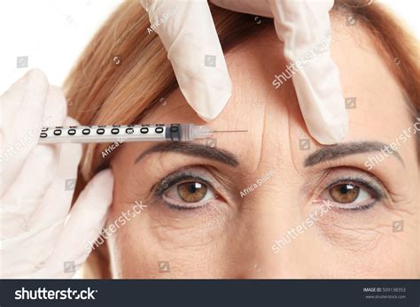 Hyaluronic Acid Injection Facial Rejuvenation Procedure Stock Photo