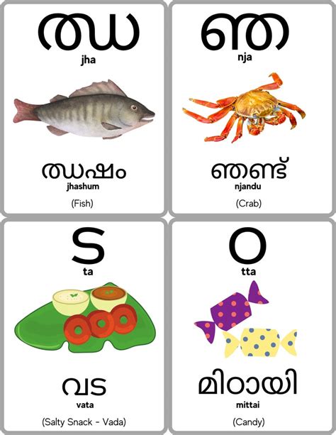 Malayalam Alphabet Flashcards Malayalam Consonants Learn Malayalam