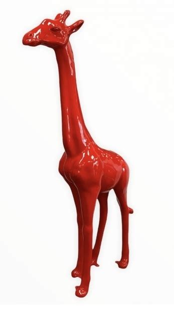 Statue Girafe En Resine Cm Rouge