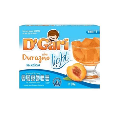 Polvo Para Gelatina De Agua D Gari Light Sabor Durazno G