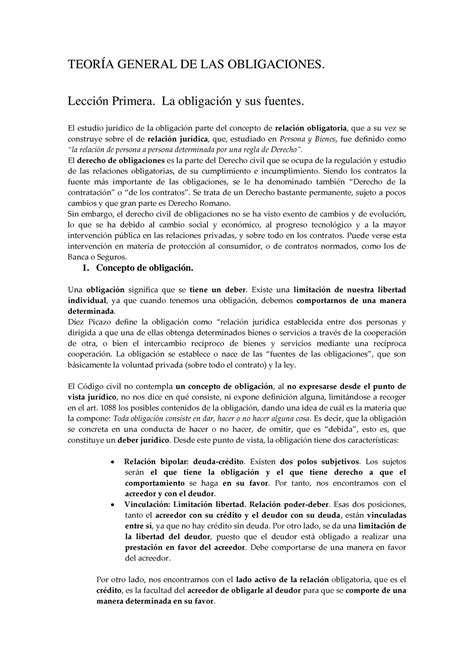 Tema 1 Civil Apuntes De Derecho De Obligaciones Y Contratos TeorÍa