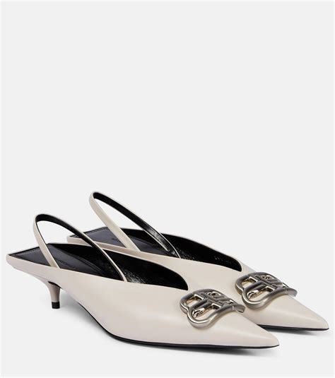 Balenciaga Square Knife Bb Slingback Pumps In White Lyst