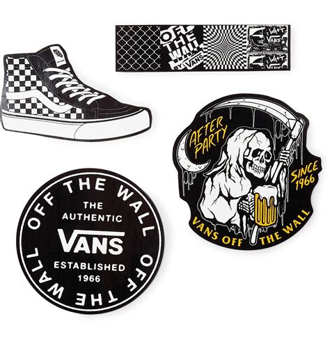 Vans Four Pack Logo Print Vinyl Stickers Black Vans