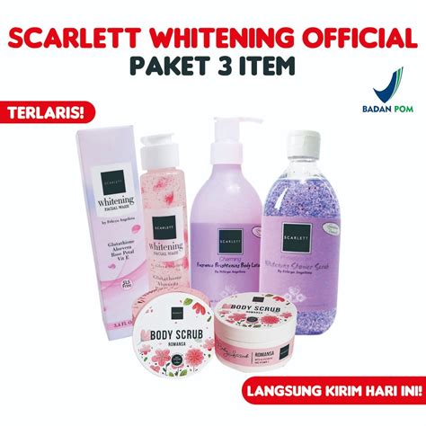 Scarlett Whitening Package Scarlet Original Lotion Body Scrub Shower