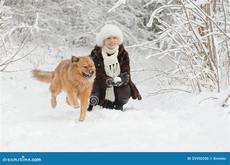 Jeune Femme Jouant Avec Le Chien Photo stock Image du beauté tête