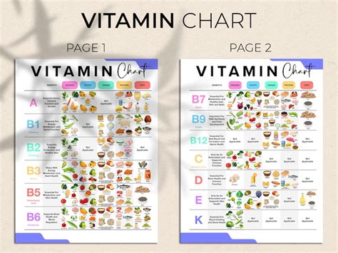 Vitamin And Mineral Charts Bundle Your Ultimate Nutritional Guide