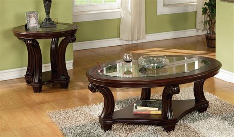 2024 Popular Dark Wood Round Coffee and End Table Sets