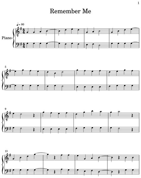 Remember Me - Sheet music for Piano