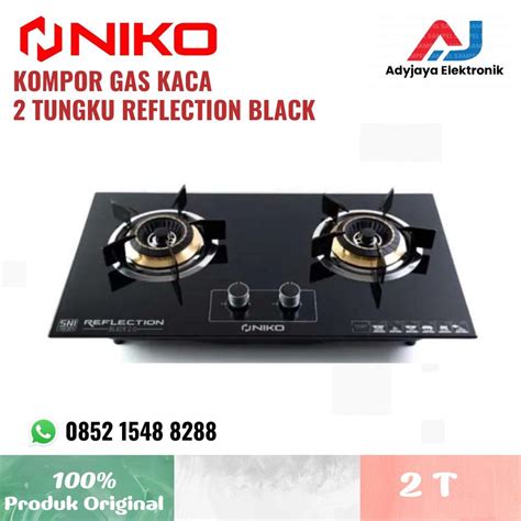 Jual Kompor Gas Kaca NIKO Reflection Black 2 Tungku Shopee Indonesia