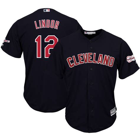 Majestic Francisco Lindor Cleveland Indians Navy Alternate 2019 All