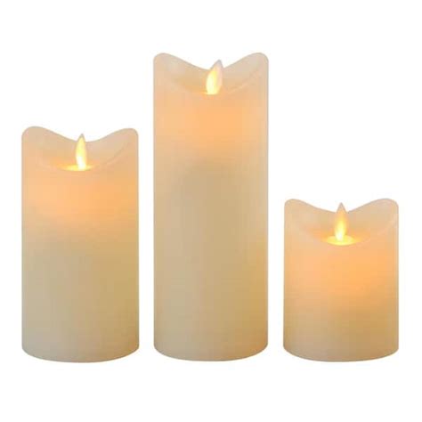 LUMABASE Battery Operated LED Wax Candles With Moving Flame Set Of 3