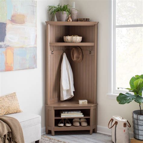 Belham Living Richland Corner Hall Tree Driftwood For Small Entryway