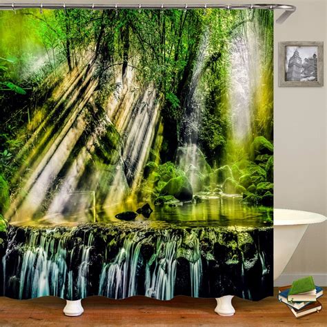 3d Tropical Rainforest Forest Landscape Printed Shower Curtain With